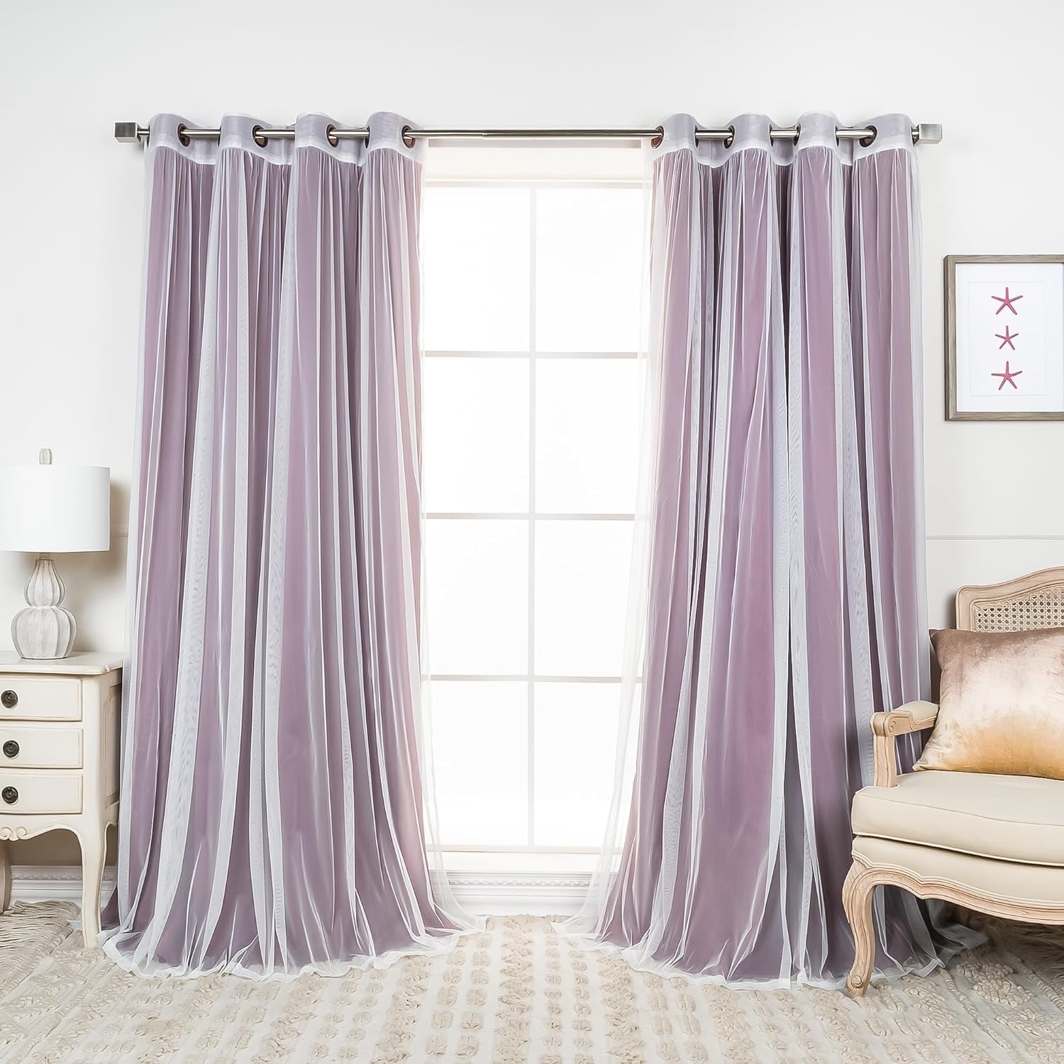 Aurora Home Mix-n-Match Blackout and Tulle Lace 4-pc. Grommet Curtain Set