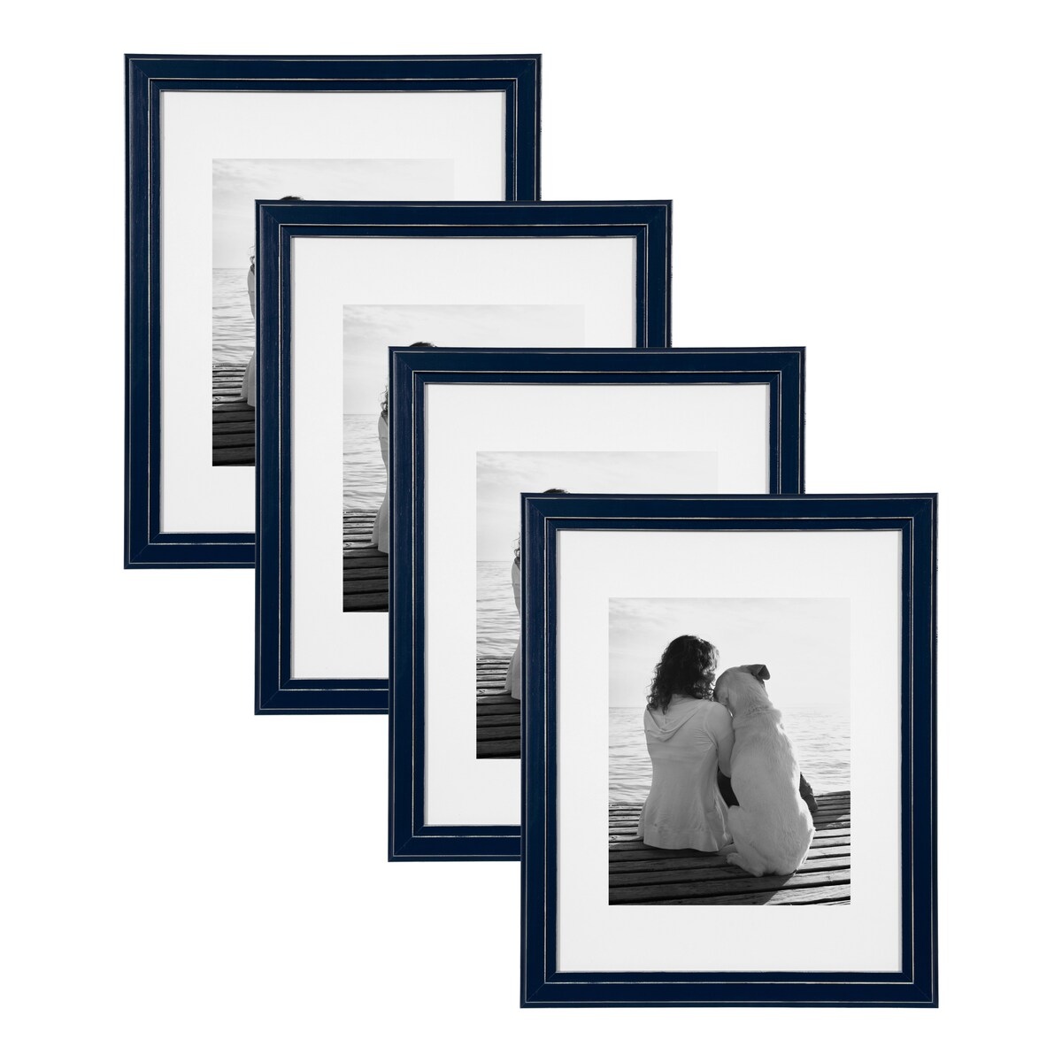 DesignOvation Kieva 11x14 matted to 8x10 Wood Picture Frame, Set of 4