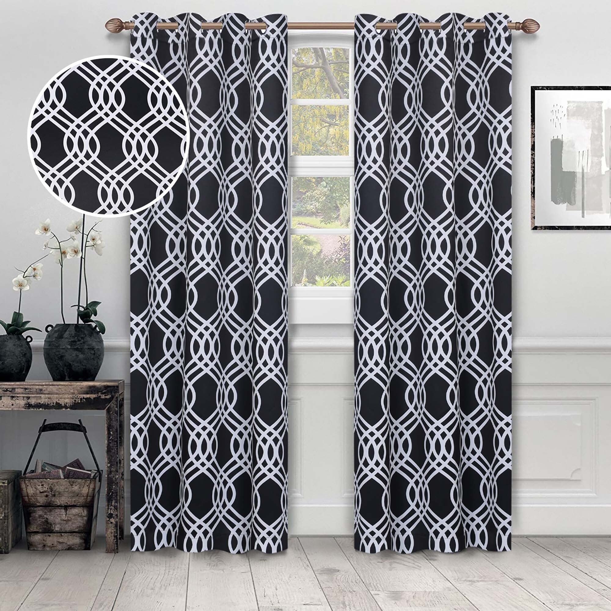 Superior Ribbon Washable Room Darkening Curtains, Set of 2 Panels