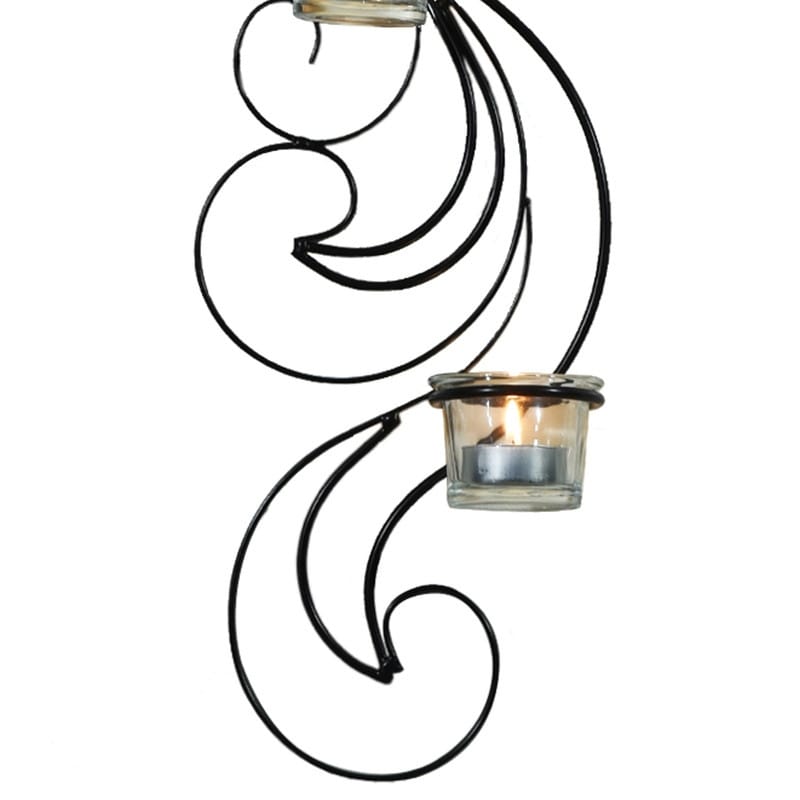 Adeco Set of 2 Metal Wall Sconces with Glass Candle Holder - 5.9 x 3 x 24.4