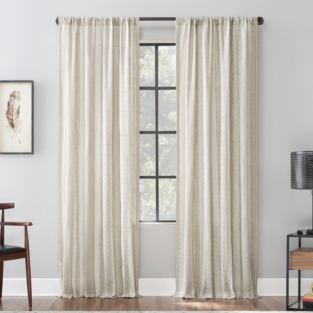 Archaeo Slub Texture Stripe Cotton Curtain, Single Panel