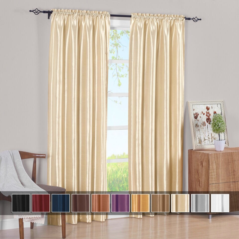 2Pcs Elegant Silk Curtain Panels 42x108 Inch