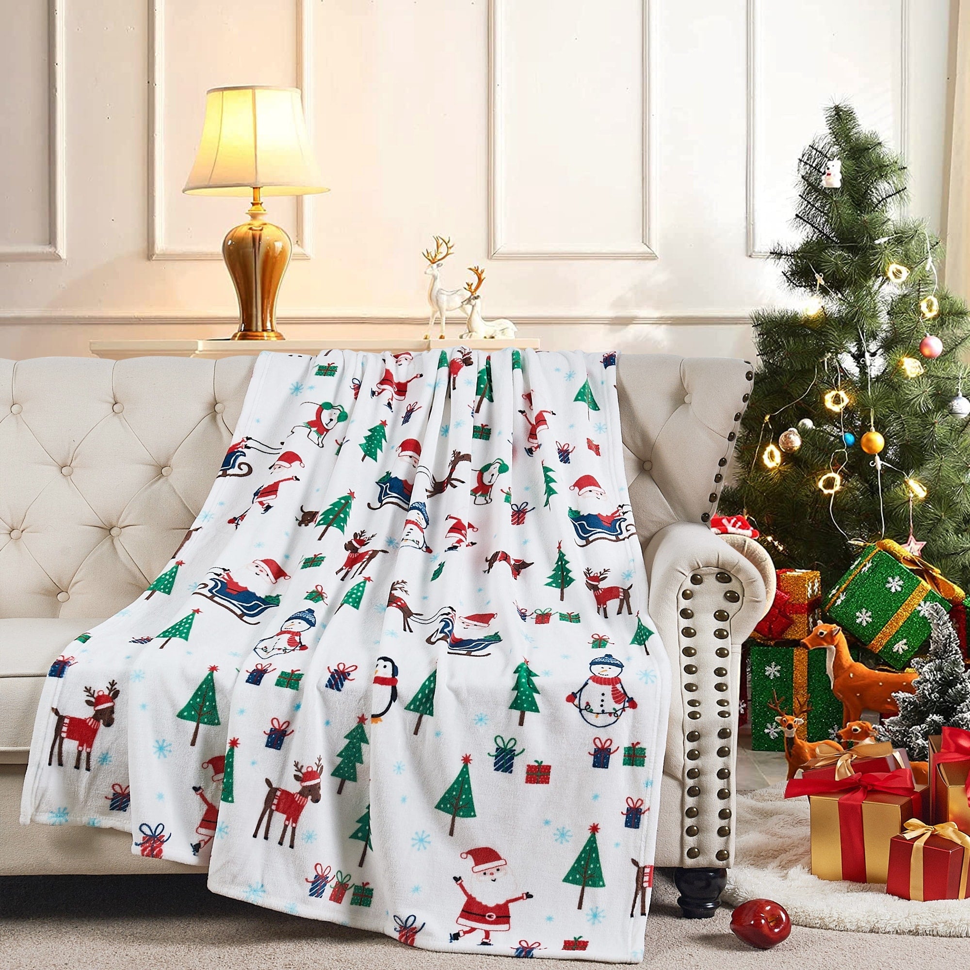 Christmas Flannel Fleece Throw Blanket 50x60