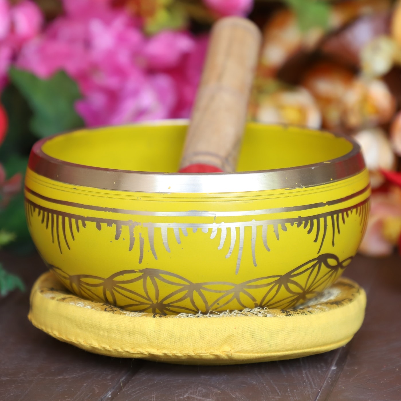 Cottage Handicraft ,Solar Plexus Chakra - Yellow Singing Bowl with free Elephant Gift