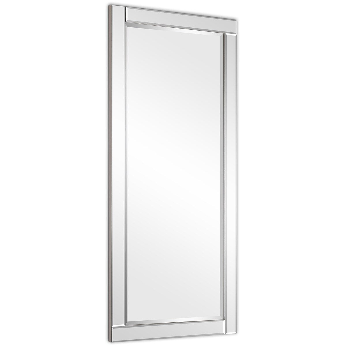 Beveled Rectangle Wall Mirror,Solid Wood Frame,1-Beveled Center, Bathroom,Bedroom,Living Room,Ready to Hang - Clear