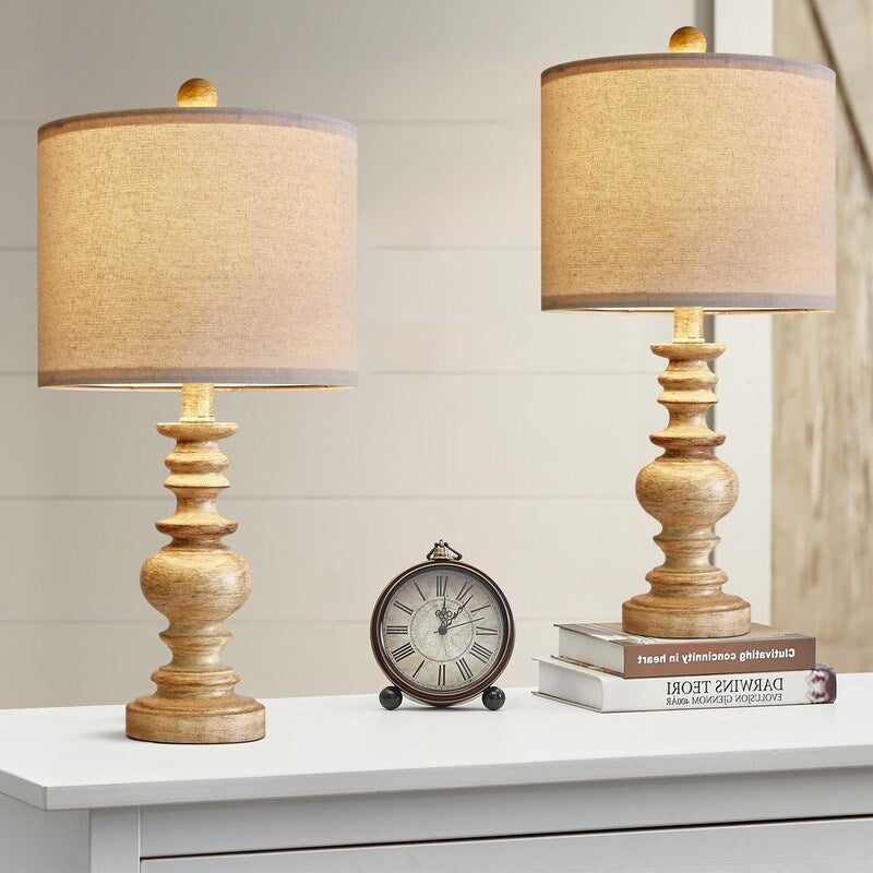 20 Nightstand Table Lamps, Set of 2, Vintage Side Table Table Lamps - 10D x 10W x 20H