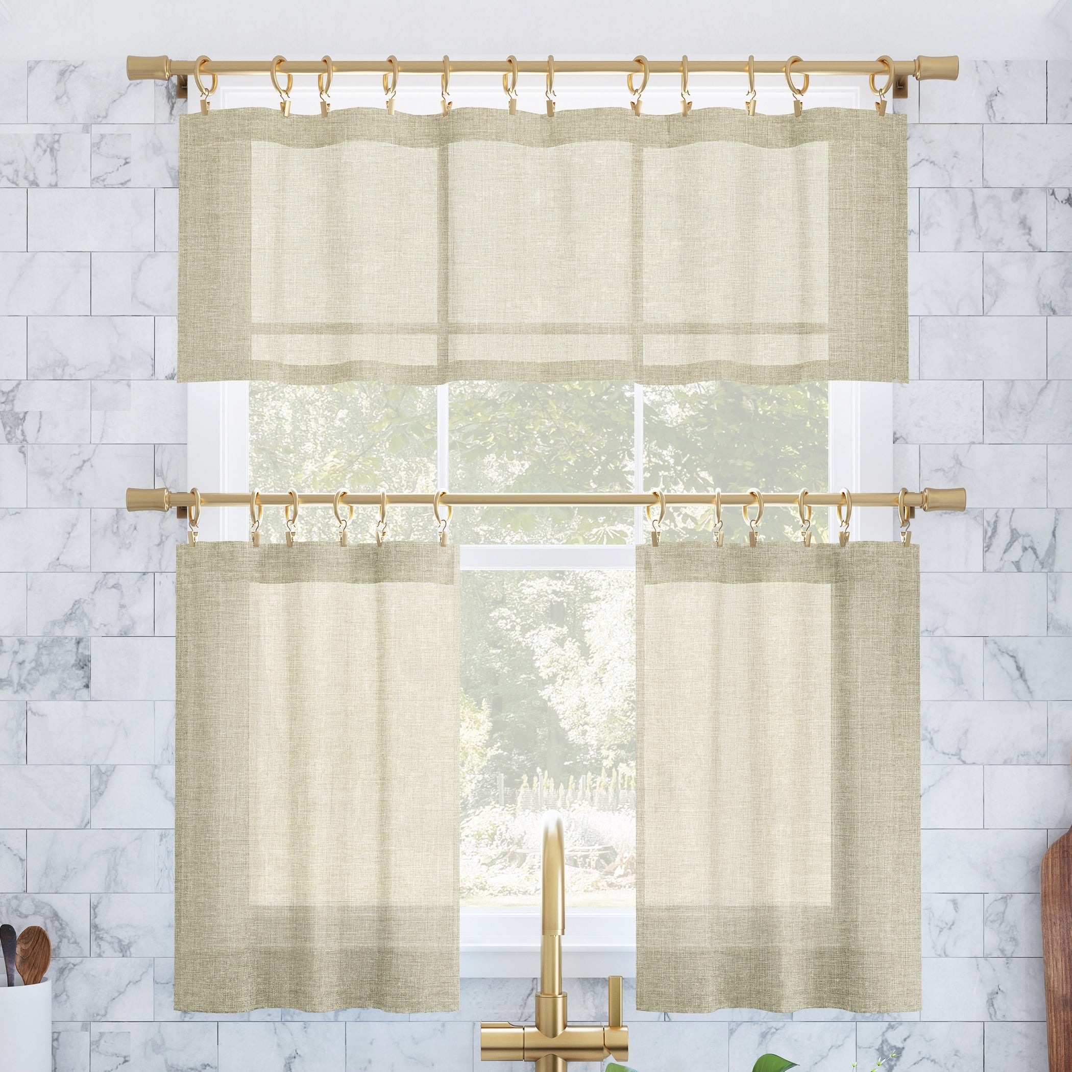 Archaeo Slub Textured Linen Blend Cafe Curtain Pair