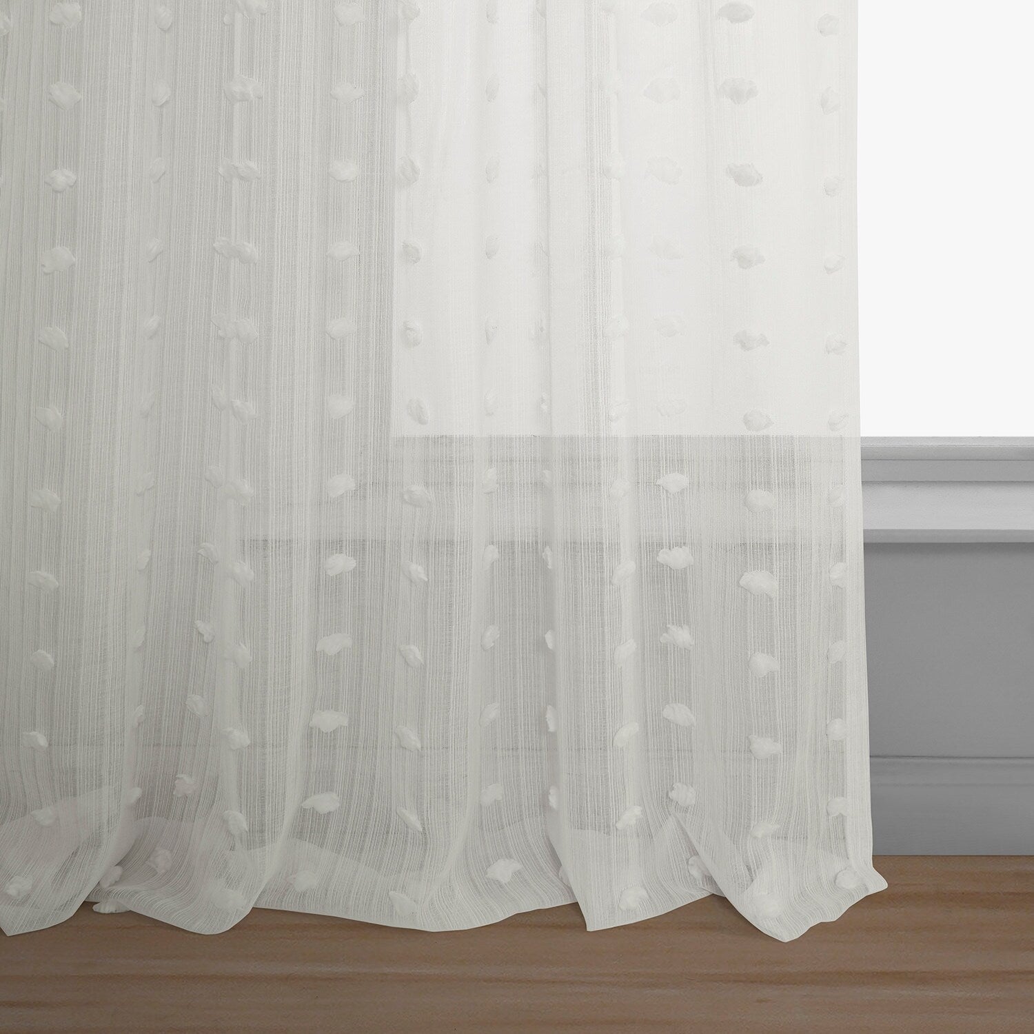 Exclusive Fabrics Strasbourg Dot Patterned Faux Linen Sheer Curtain (1 Panel)