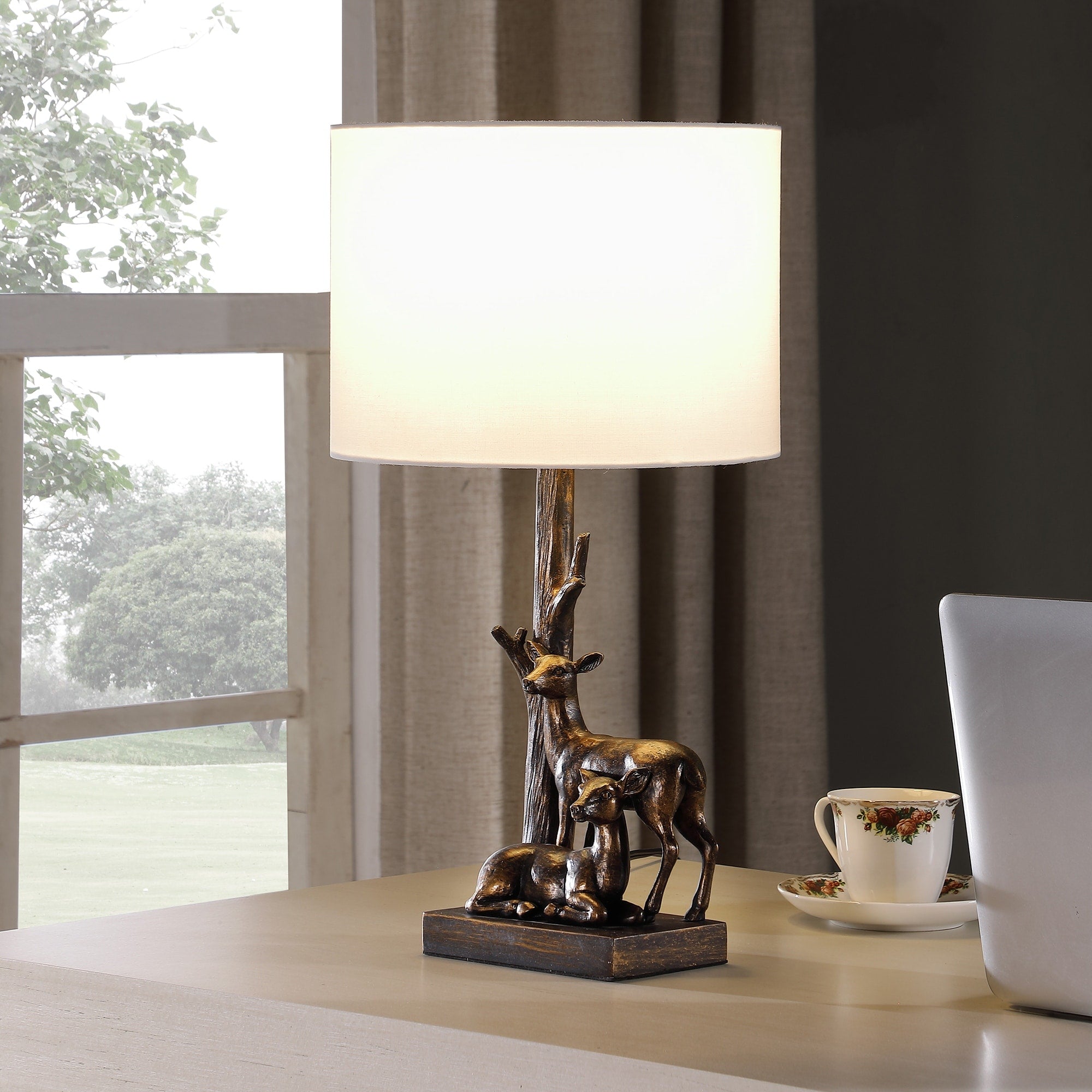 Capreolus Bronze Western Roe Deer Polyresin Table Lamp