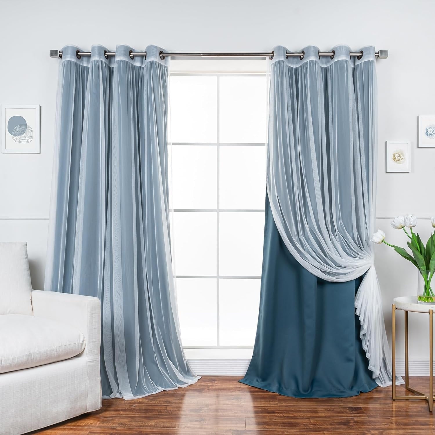 Aurora Home Mix-n-Match Blackout and Tulle Lace 4-pc. Grommet Curtain Set