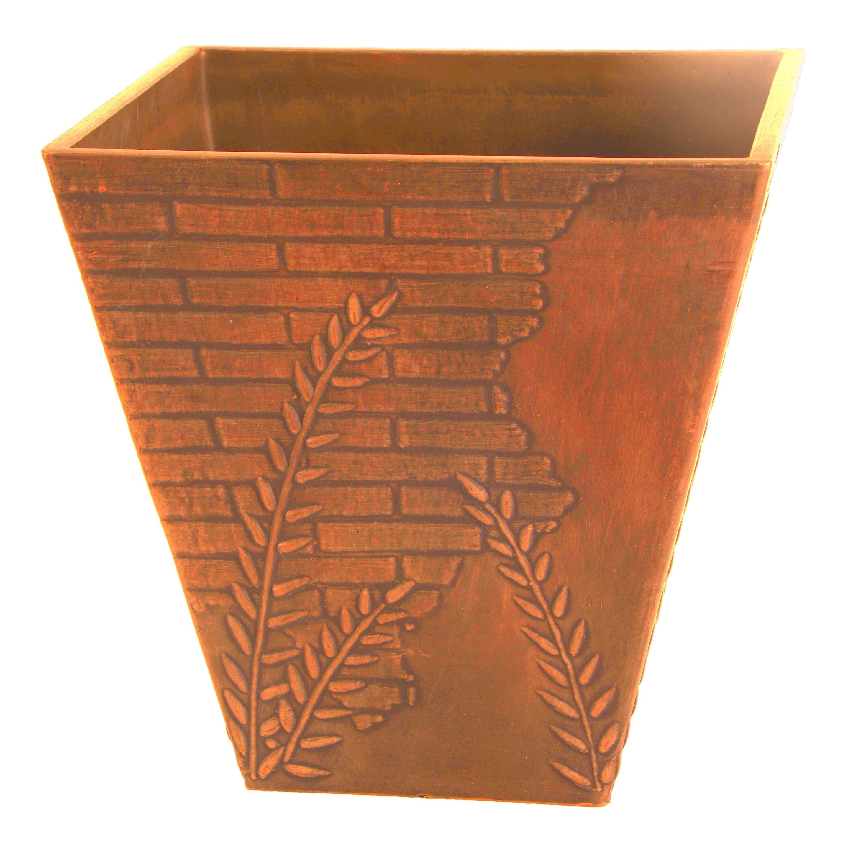 Fern Brick Square 11.8 in. L x 11.8 in. W x 11.8 in. H Indoor/Outdoor Resin Decorative Planter (2-Pack)