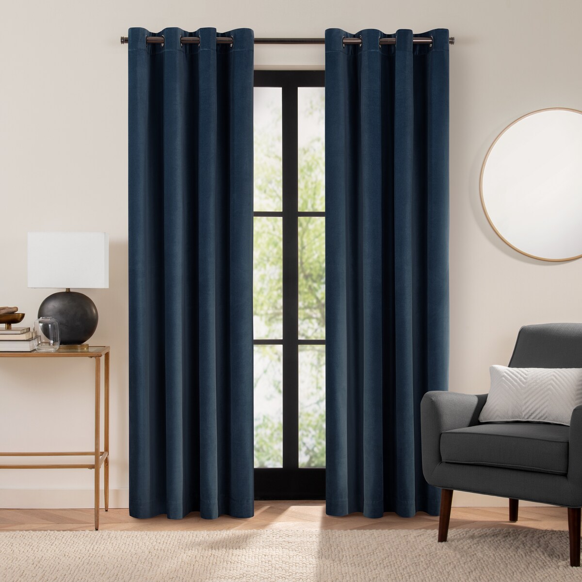 Eclipse Luxury Cotton Velvet 100% Blackout Grommet Curtain Window Panel