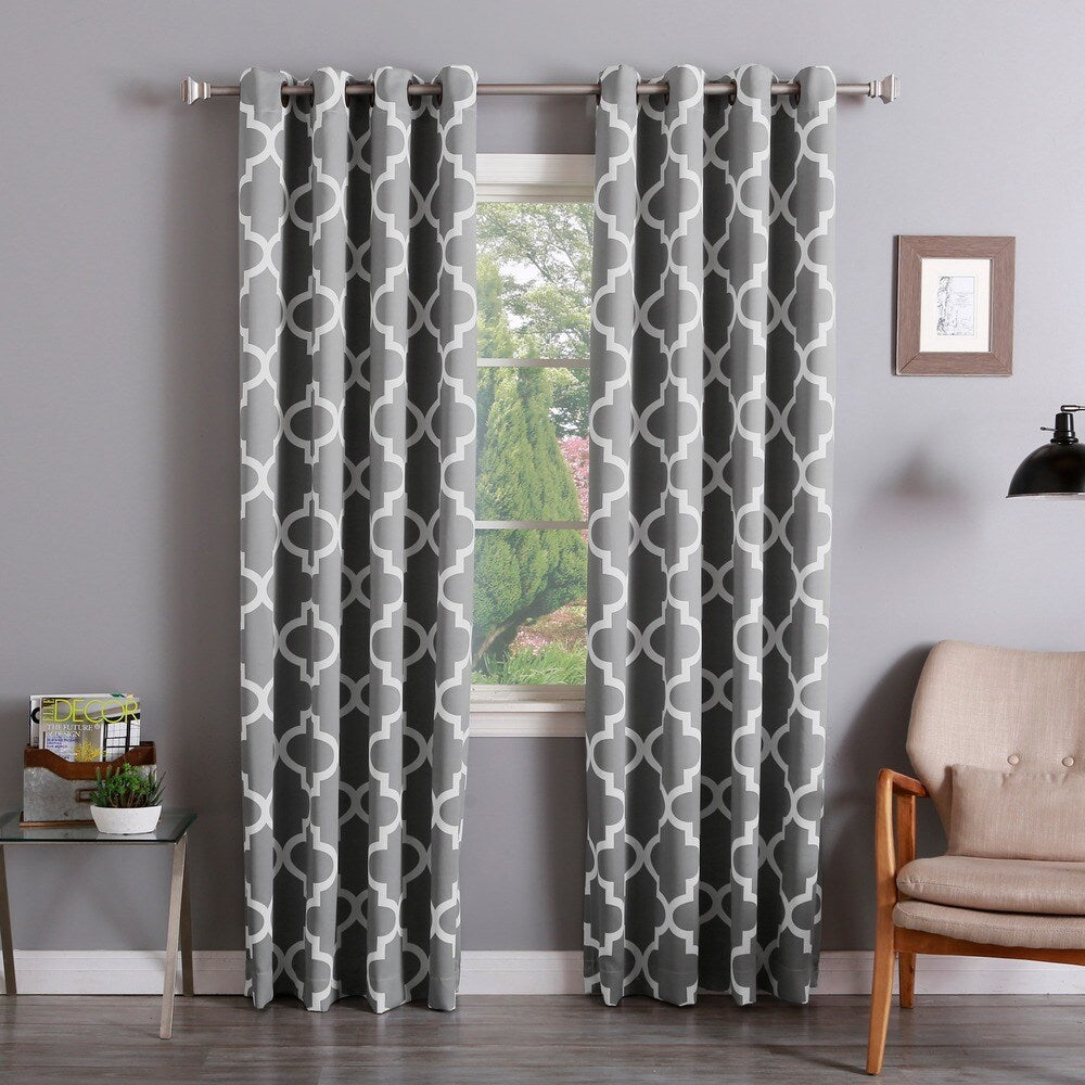 Aurora Home Moroccan Tile Room Darkening Grommet Top 84-inch Curtain Panel Pair - 52 x 84