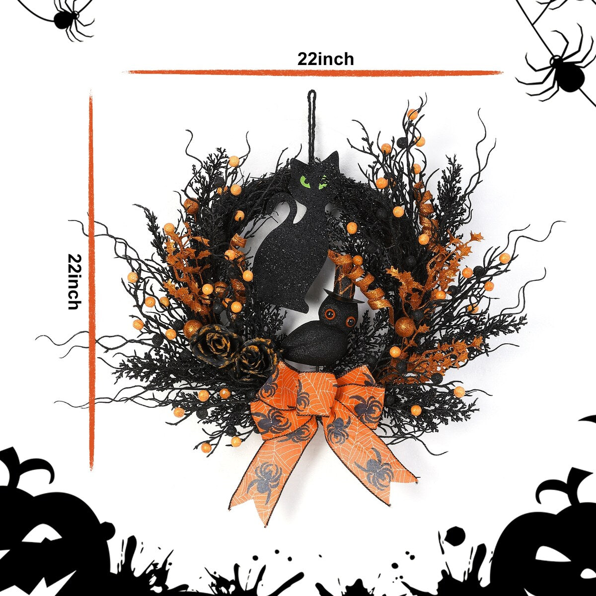 Halloween Artificial Wreath Owl