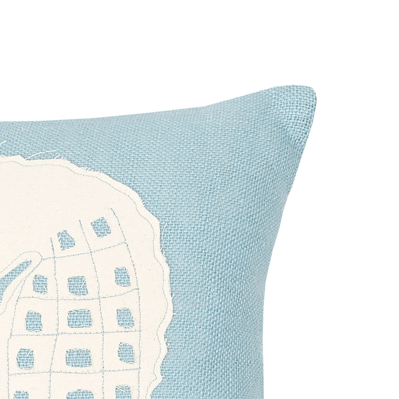 Blue Burlap 18x18 Applique Decorative Accent Throw Pillow