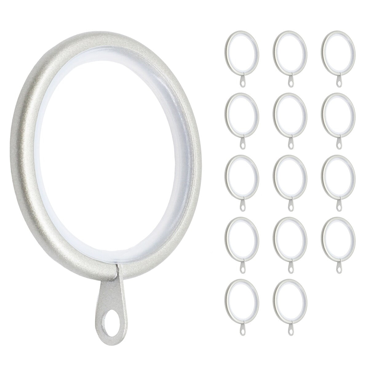 Meriville 1.5-Inch Inner Diameter Metal Curtain Rings with Eyelets and inserts