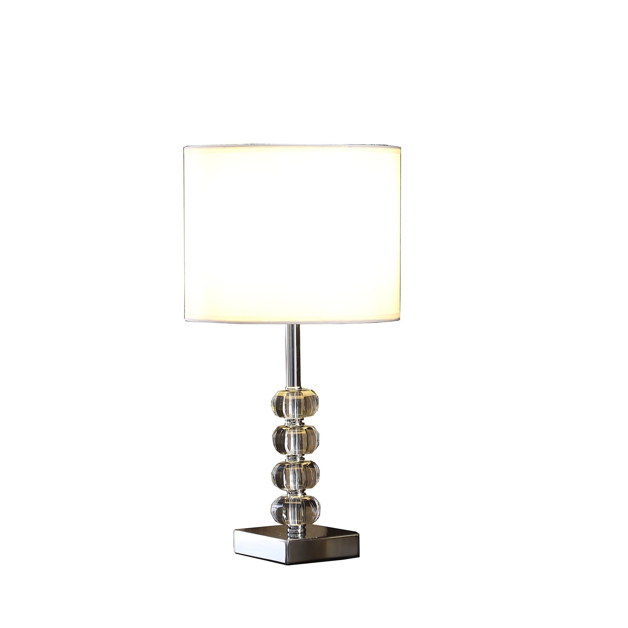 18 Modern Crystal Quatro Orb And Silver Metal Table Lamp - Small