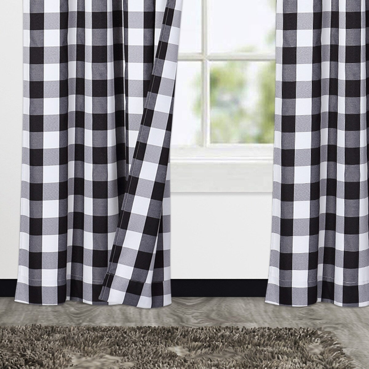 Garvee Buffalo Checker Plaid Curtain Yarn Dyed Fabric Light Filtering Drapes, 2 Panels