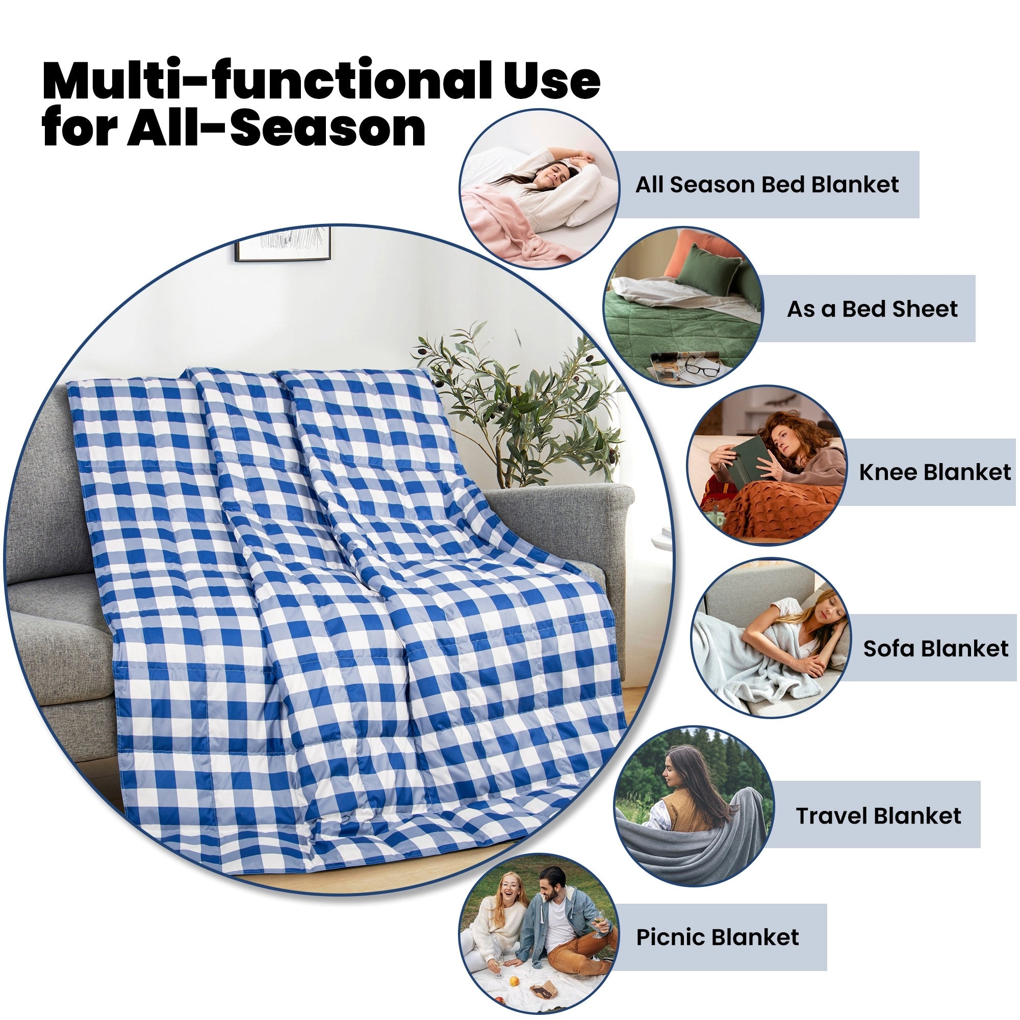 Indoor/Outdoor Throw Blanket with Natural Down and Ultra Feather Fill