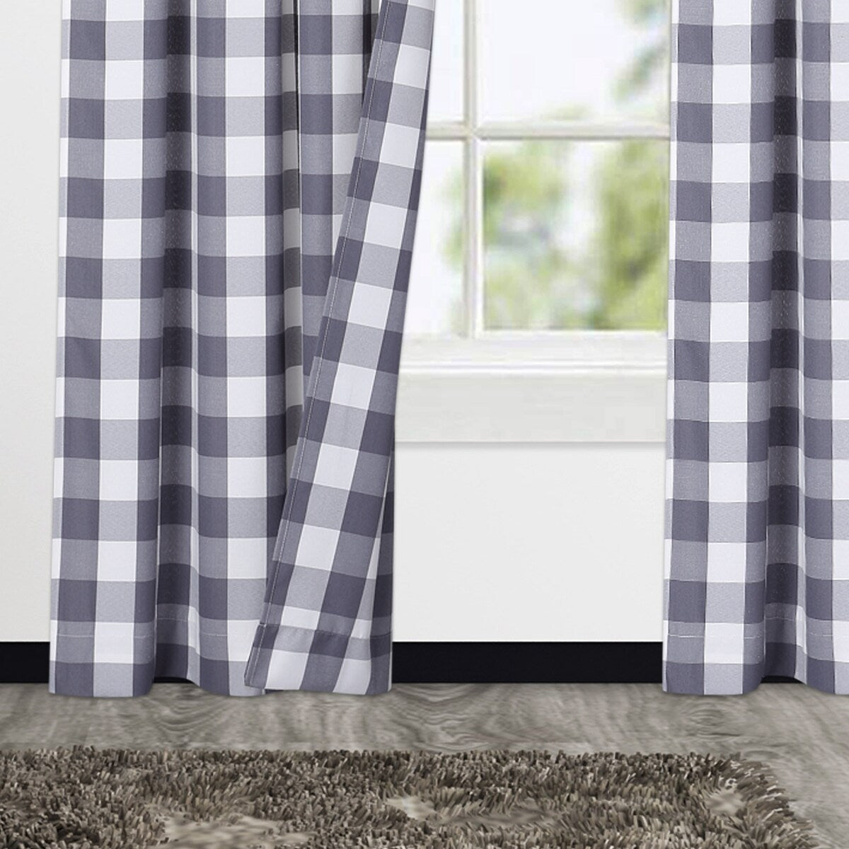 Garvee Buffalo Checker Plaid Curtain Yarn Dyed Fabric Light Filtering Drapes, 2 Panels