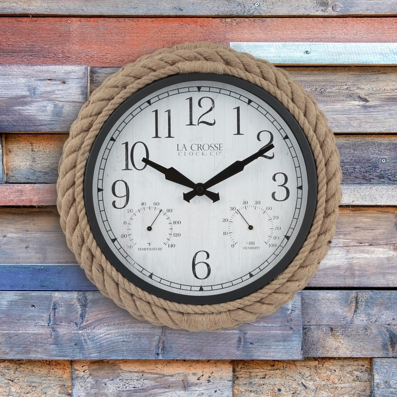 La Crosse Clock 14 Rowan In/Outdoor Rope Quartz Wall Clock