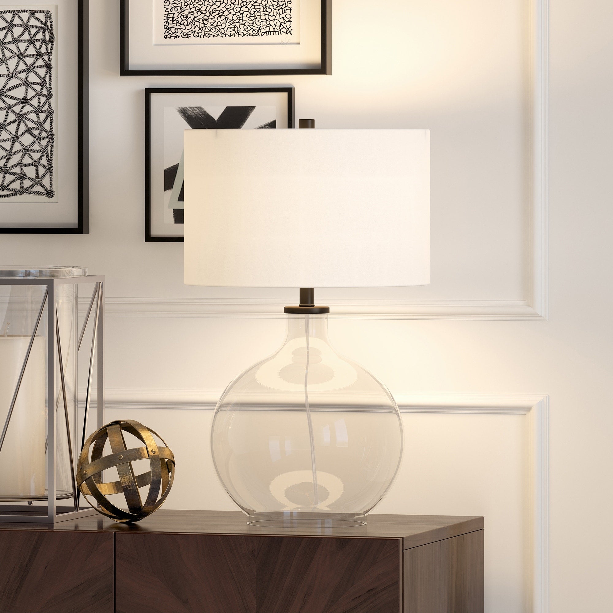 Laelia Clear Glass Table Lamp with Brass Accents