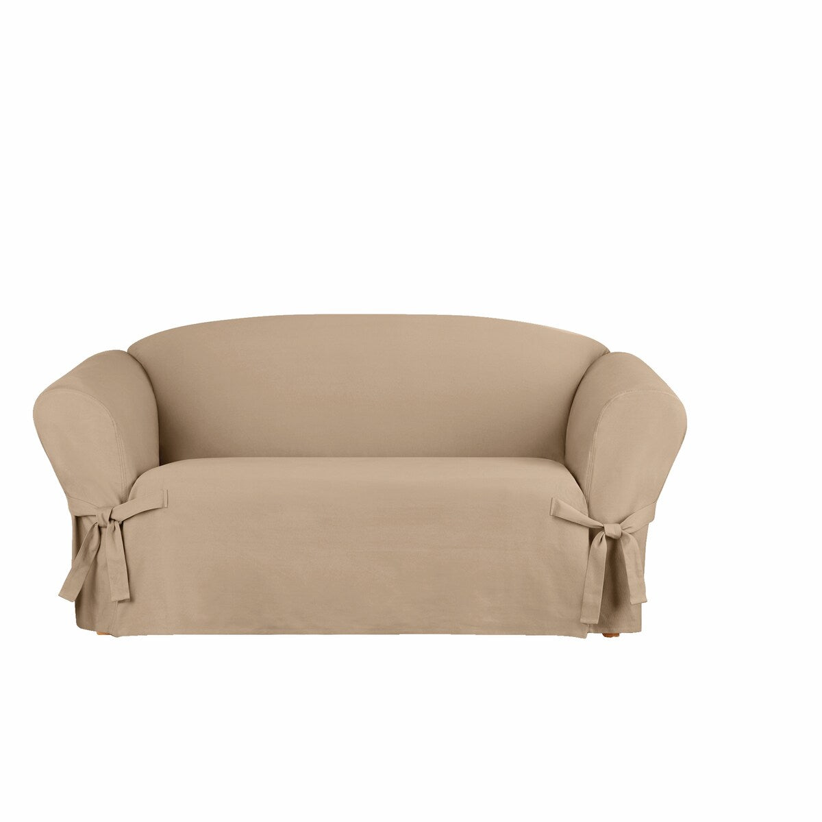 SureFit Heavyweight Cotton Duck One-Piece Loveseat Slipcovers with Seat Elastic