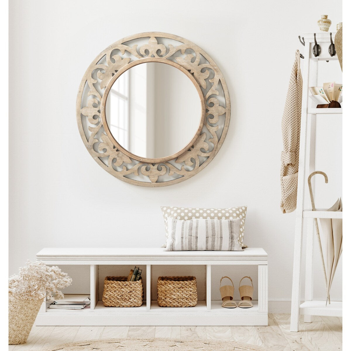 Kate and Laurel Shovali Rustic Round Mirror