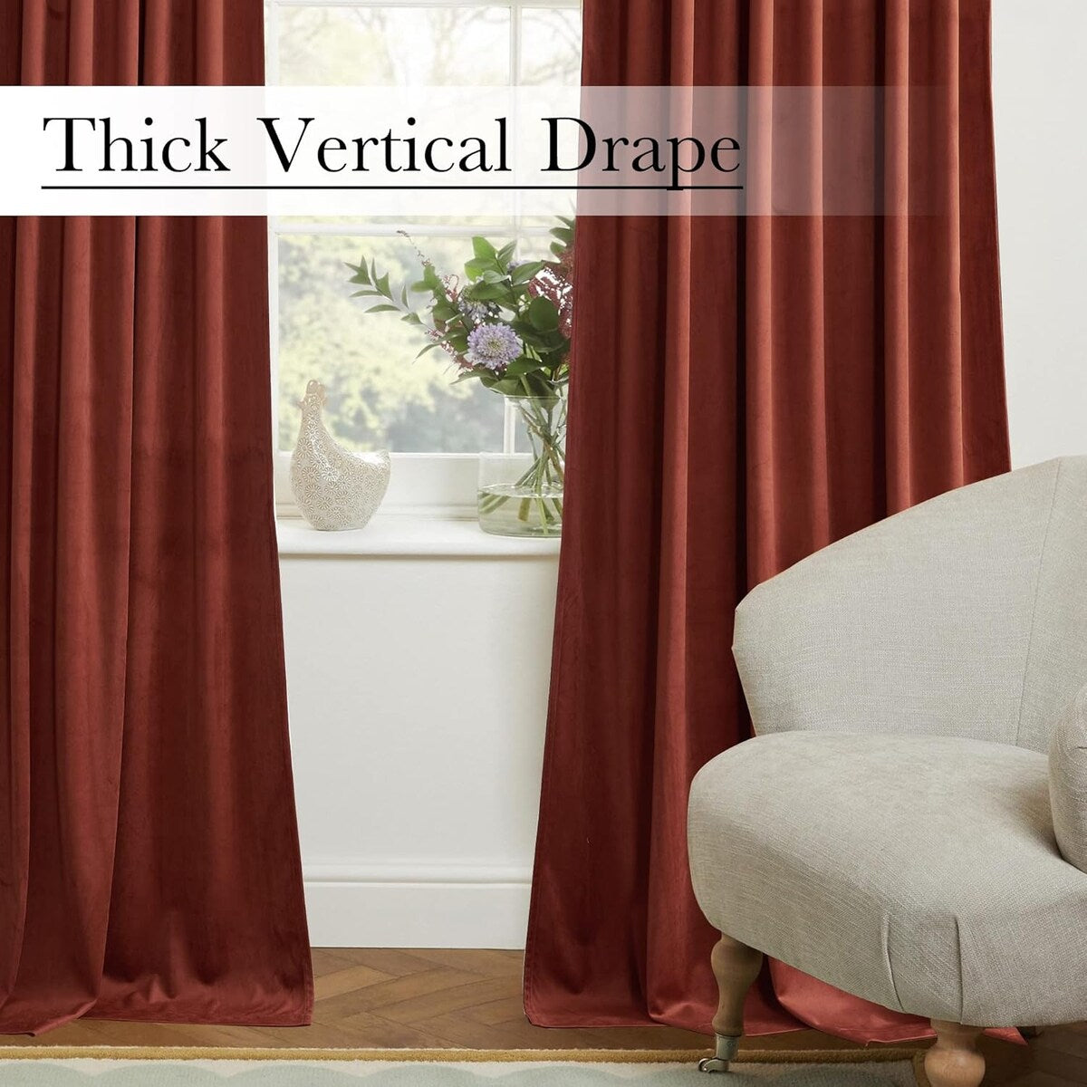 Velvet Curtains , Back Tab Heavy Thick Living Room Drapes Light Blocking Privacy Protect Curtain Panels , W52 x L96, 2 Panels