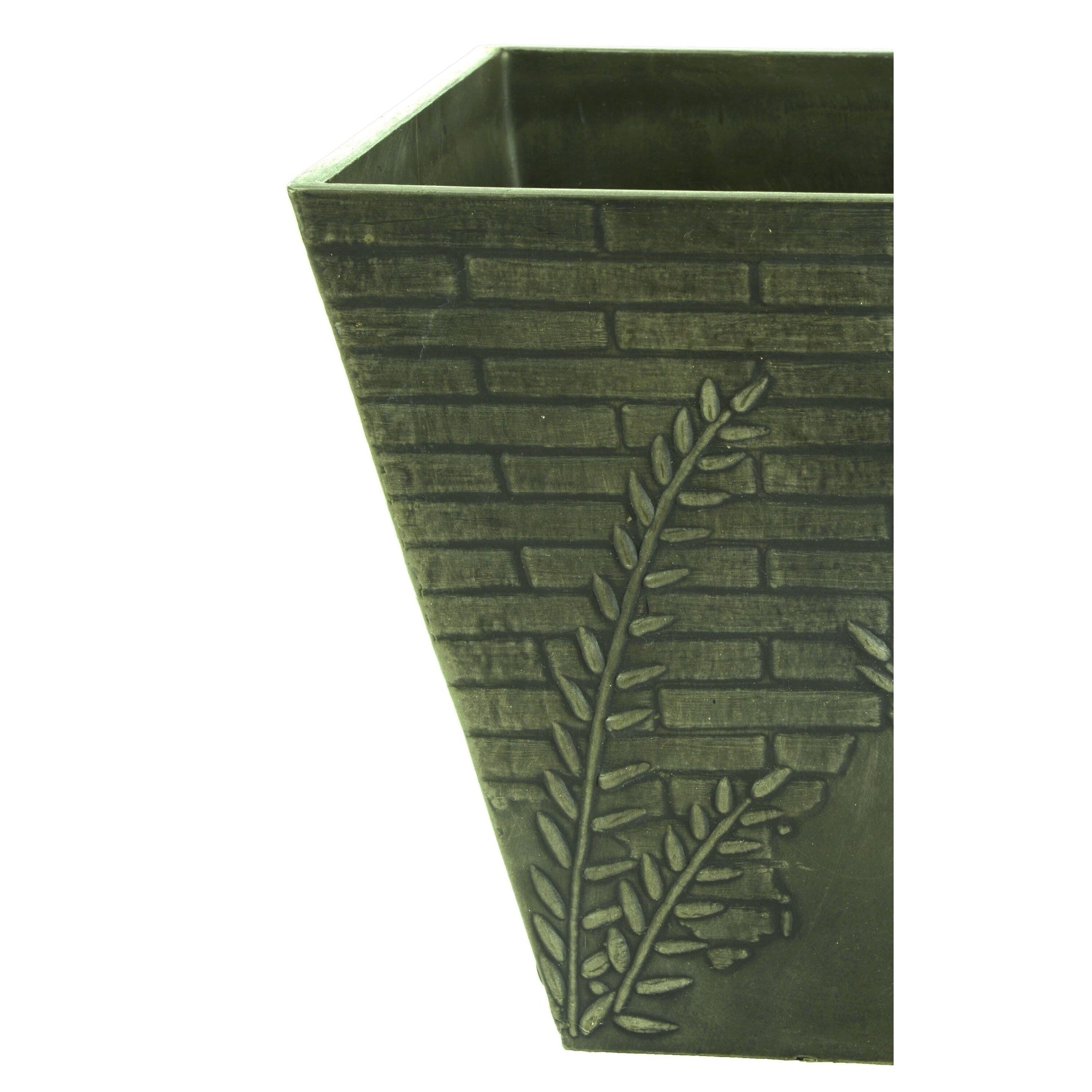 Fern Brick Square 11.8 in. L x 11.8 in. W x 11.8 in. H Indoor/Outdoor Resin Decorative Planter (2-Pack)