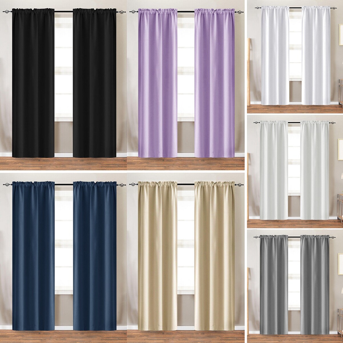 2.5 Inch Rod Pocket Blackout Curtains 2 Panels 52x72 Inch - 52x72 Inch