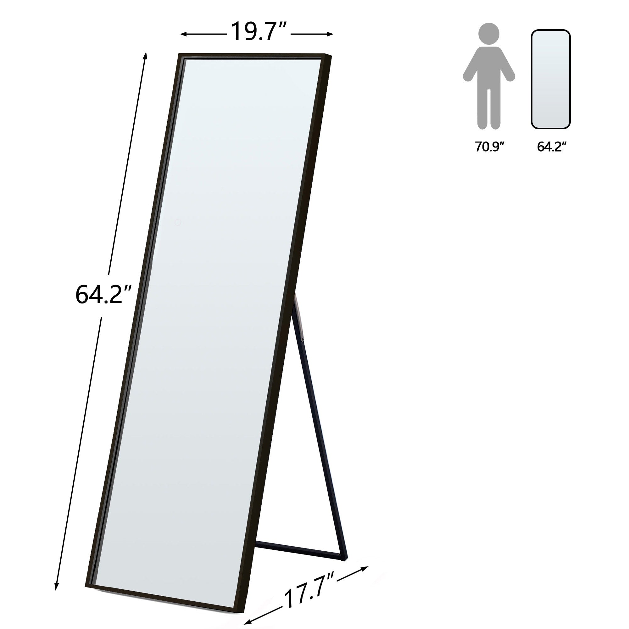 Rectangle Metal Floor Mirror - N/A