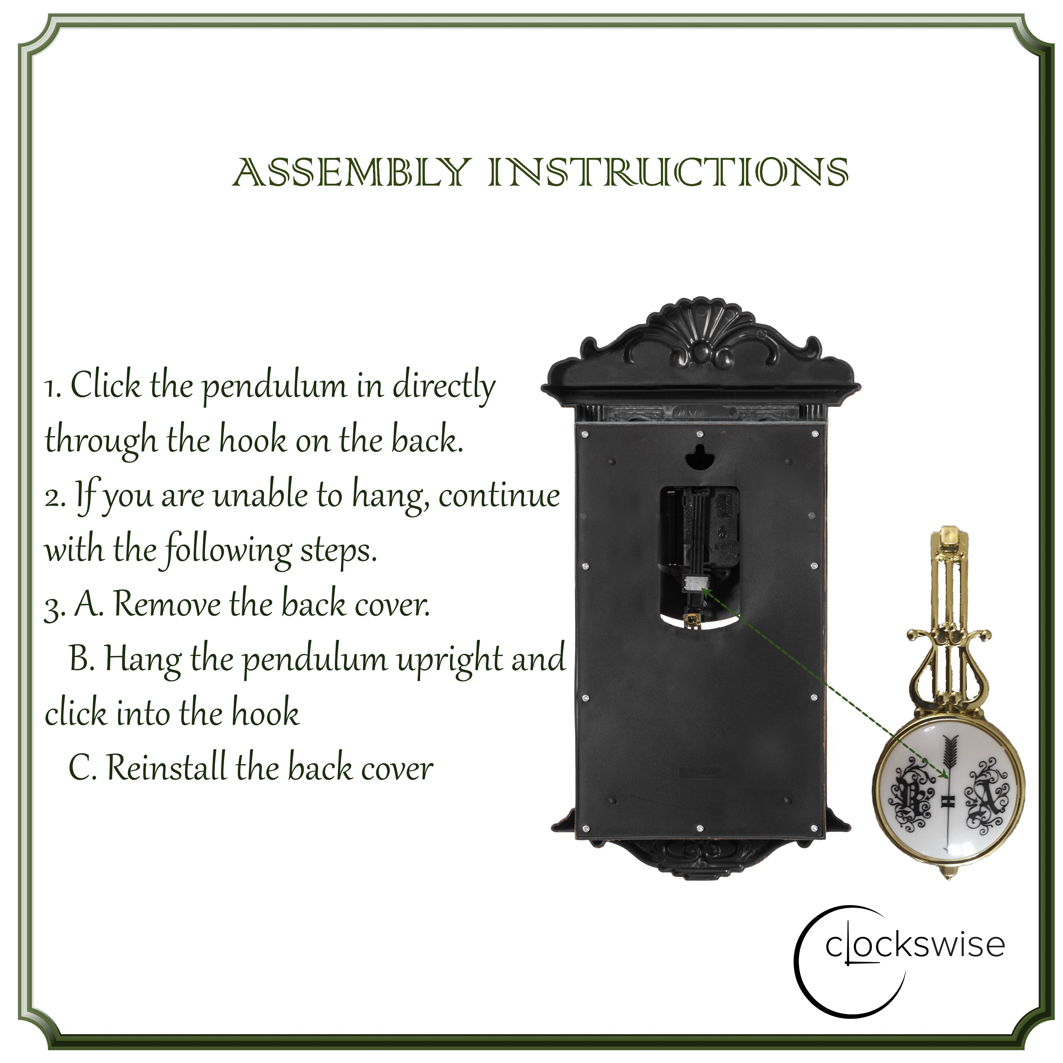 Clockswise Vintage Grandfather Wood-Looking Plastic Pendulum Decorative Battery-Operated Wall Clock Brown, for Home Decor