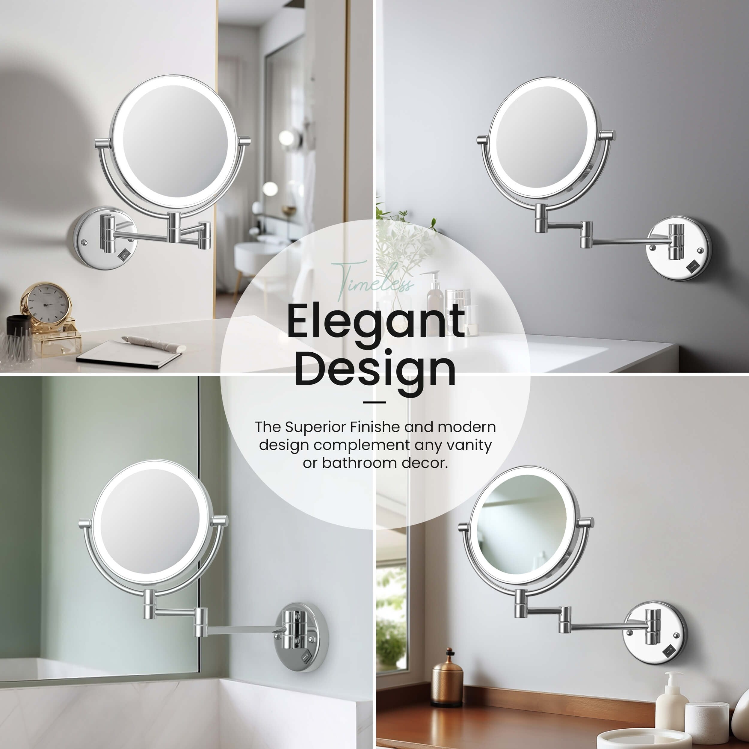 Circular LED Wall Mount Magnifying Make Up Mirror