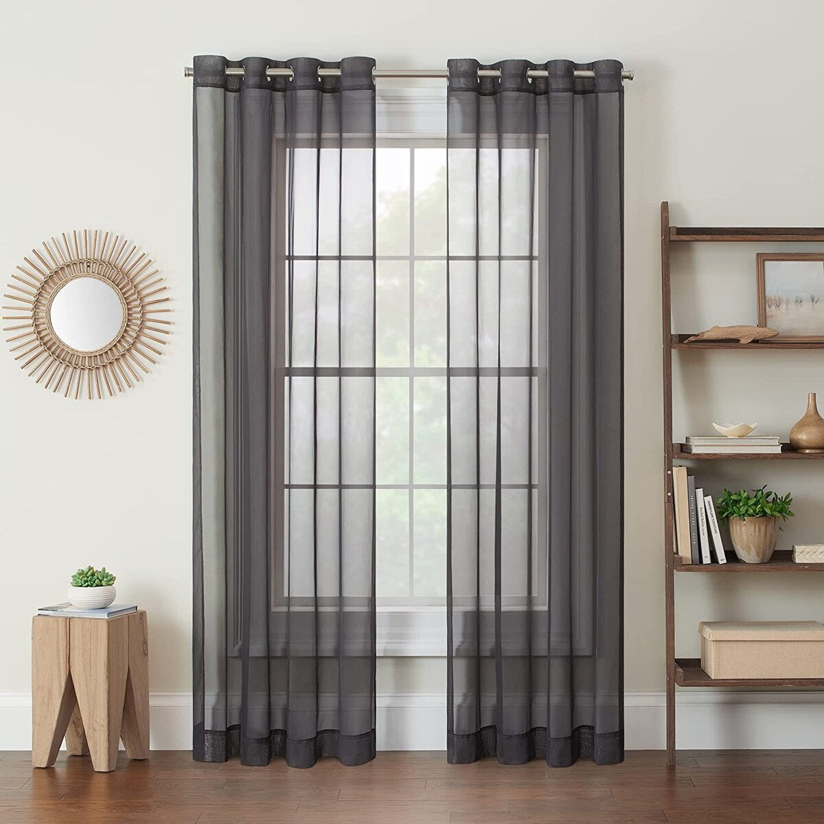 Eclipse Calia Modern Sheer Voile Light Filtering Grommet Curtains (2 Panels)