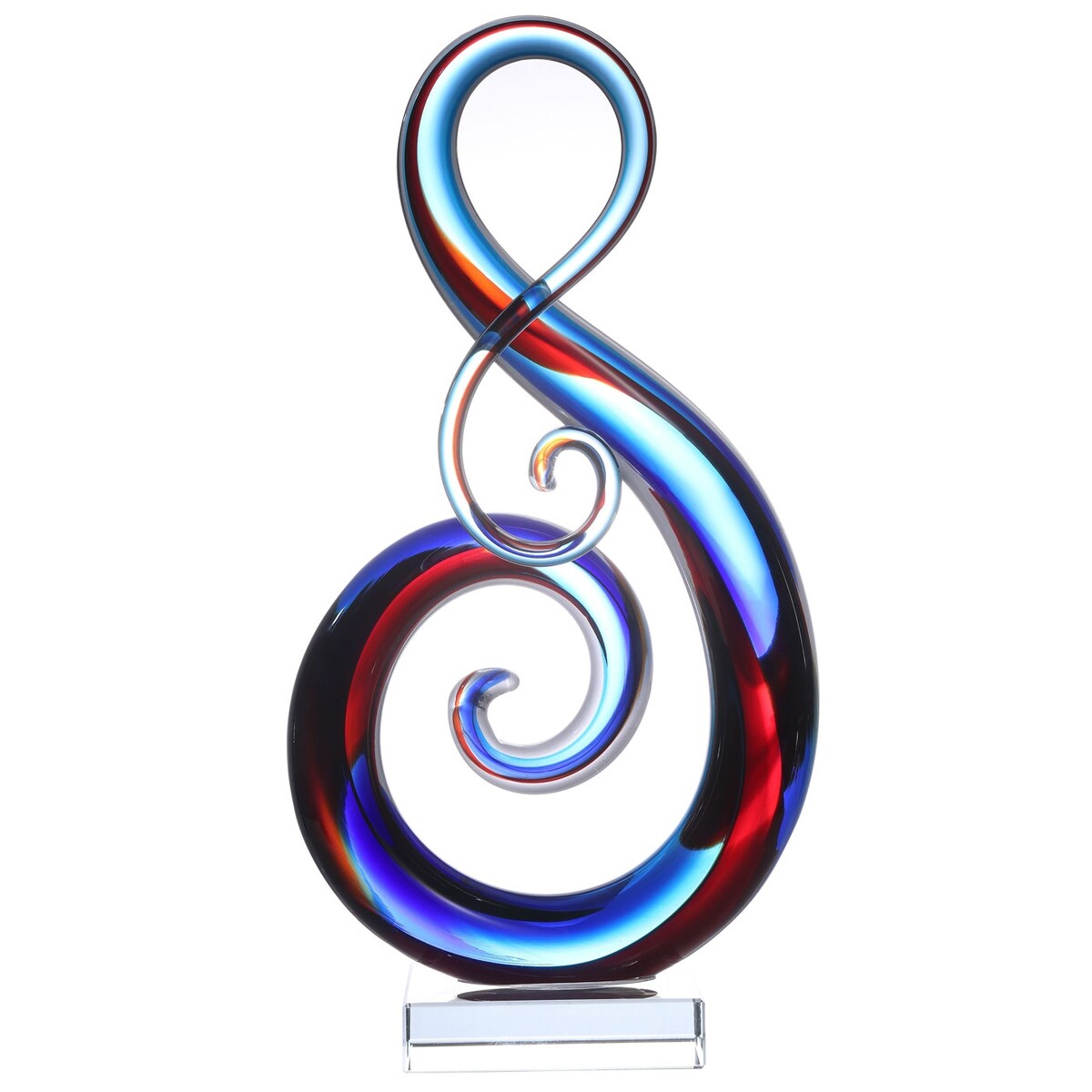 Luxury Lane Hand Blown Treble Sommerso Art Glass Sculpture