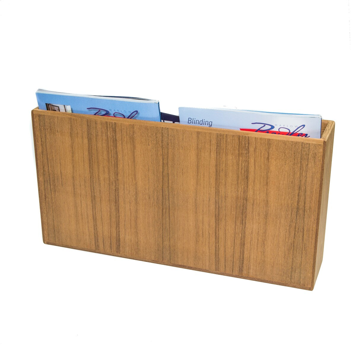 Teak Double-Wide Magazine Rack - 18-3/8 W 9-1/2 H x 4