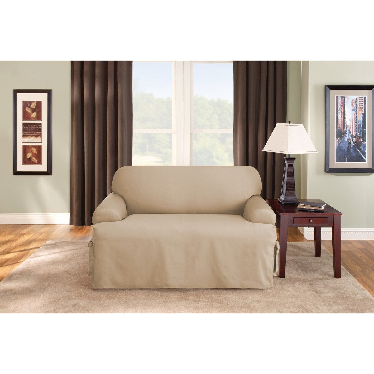 SureFit Duck 1 Piece T Cushion Loveseat Slipcover