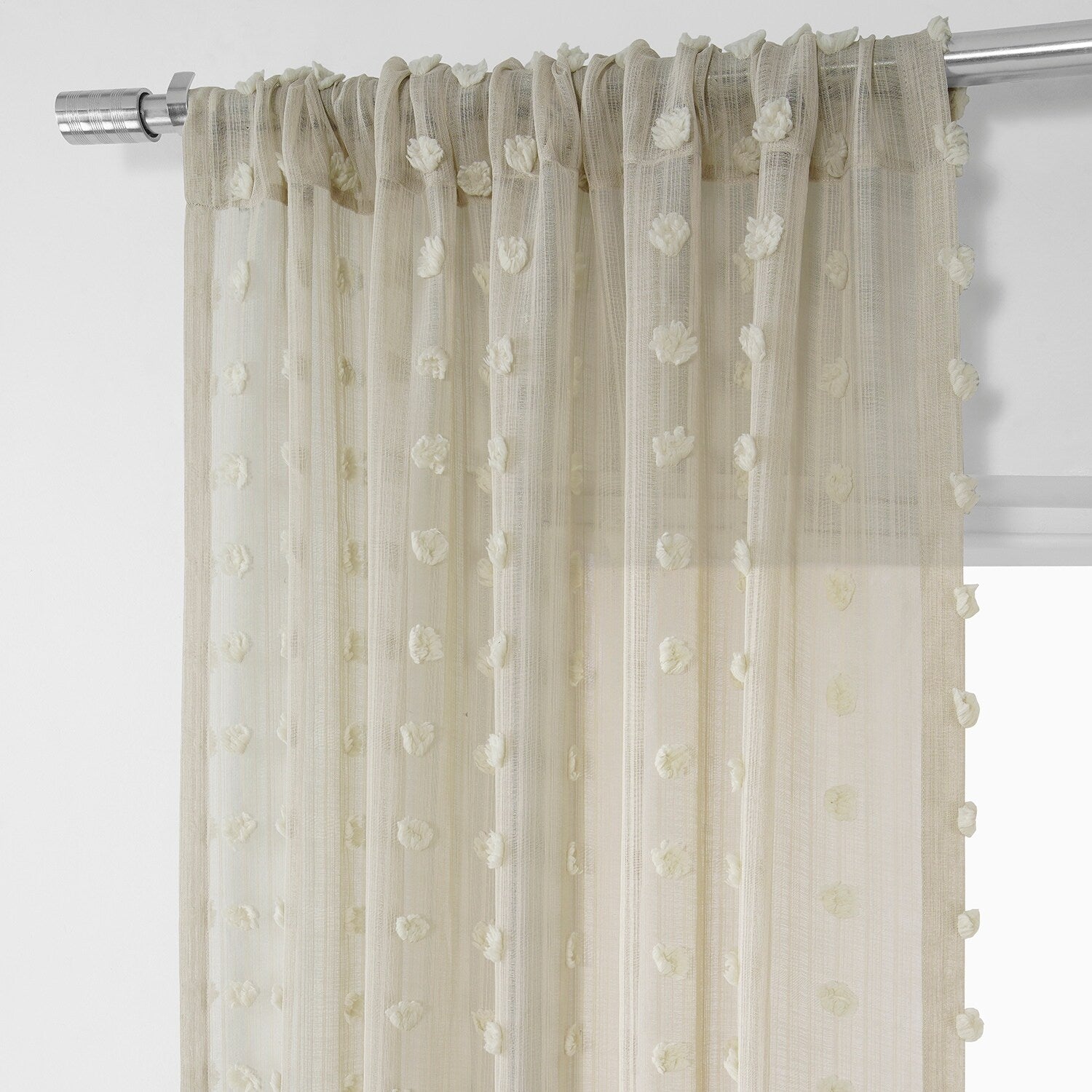 Exclusive Fabrics Strasbourg Dot Patterned Faux Linen Sheer Curtain (1 Panel)