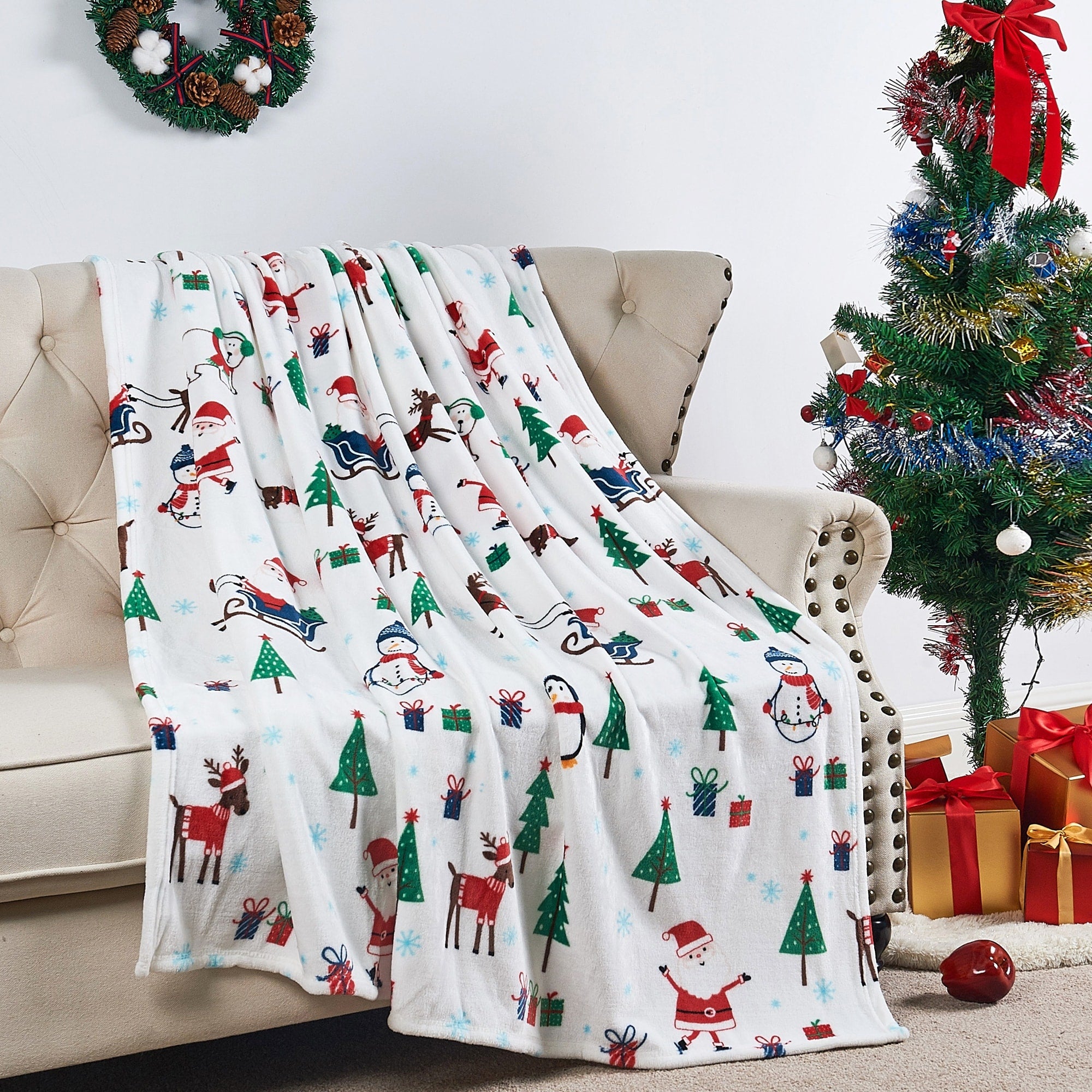 Christmas Flannel Fleece Throw Blanket 50x60