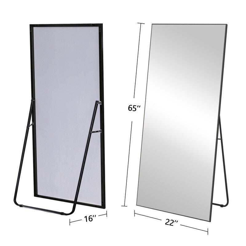 Modern Glam Rectangular Full-length Floor Mirror Wall Mount for Living Room