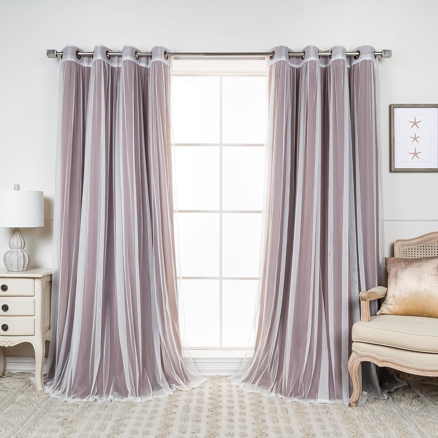 Aurora Home Mix-n-Match Blackout and Tulle Lace 4-pc. Grommet Curtain Set