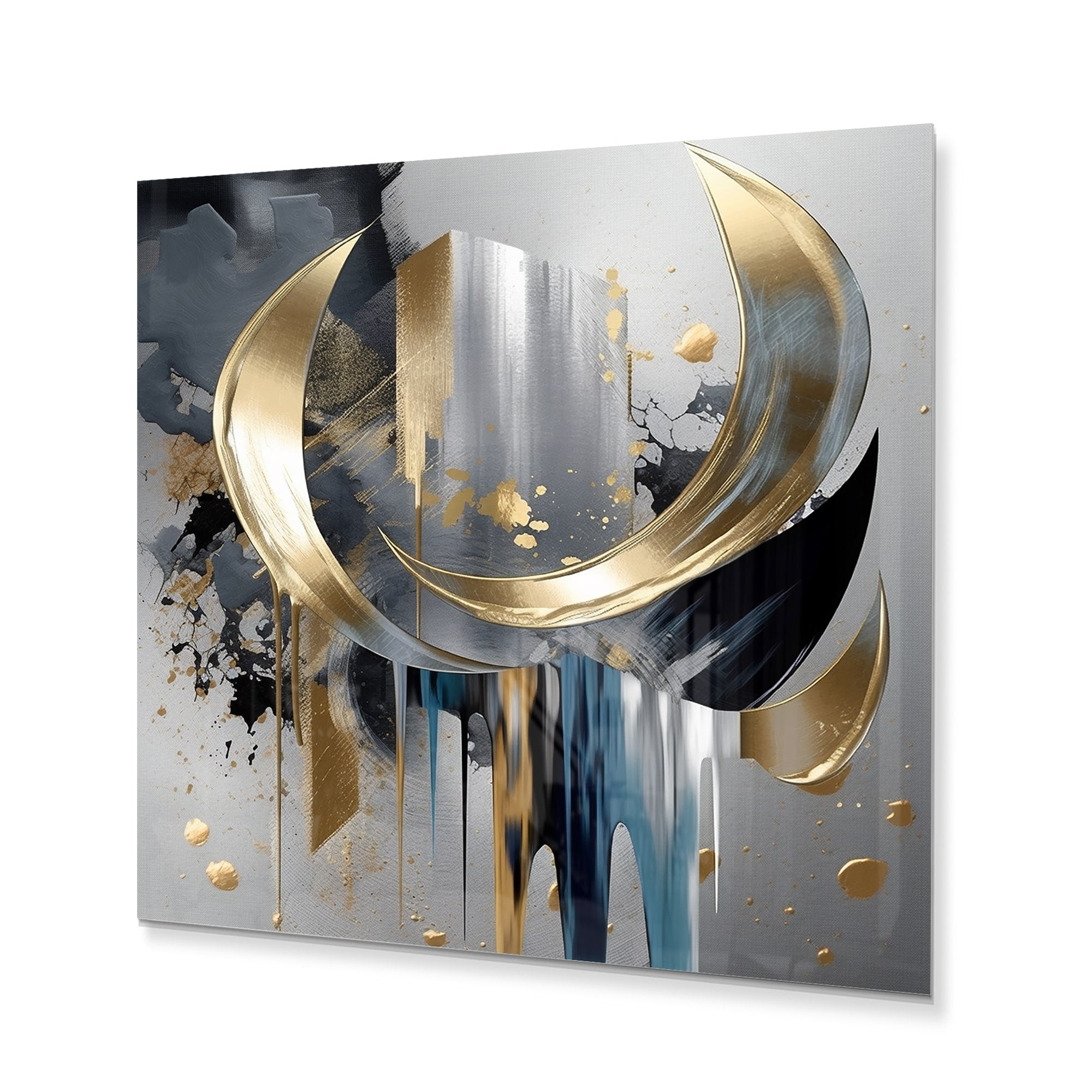 Designart Abstract Shapes And Lines I Abstract Marble Metal Wall Art