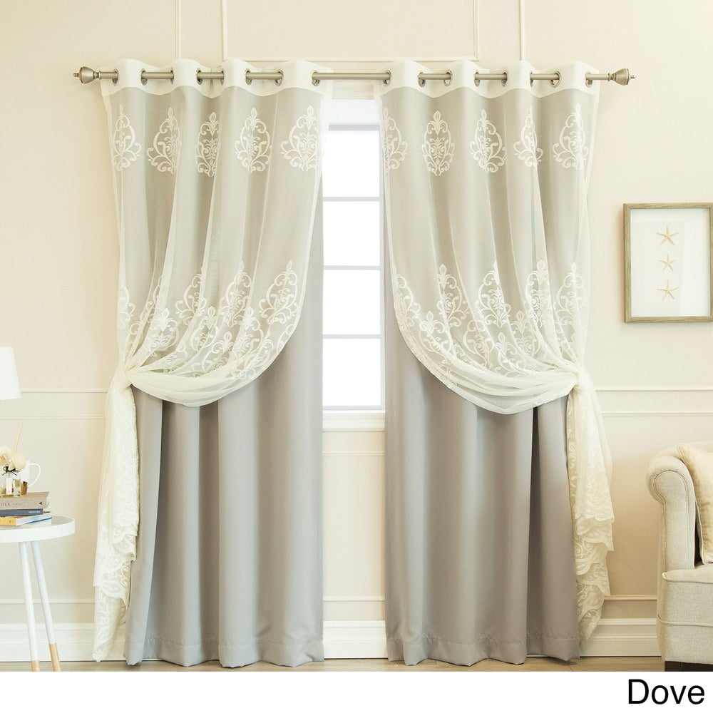 Aurora Home Mix & Match Agatha Sheer and Blackout 4 Piece Curtain Set