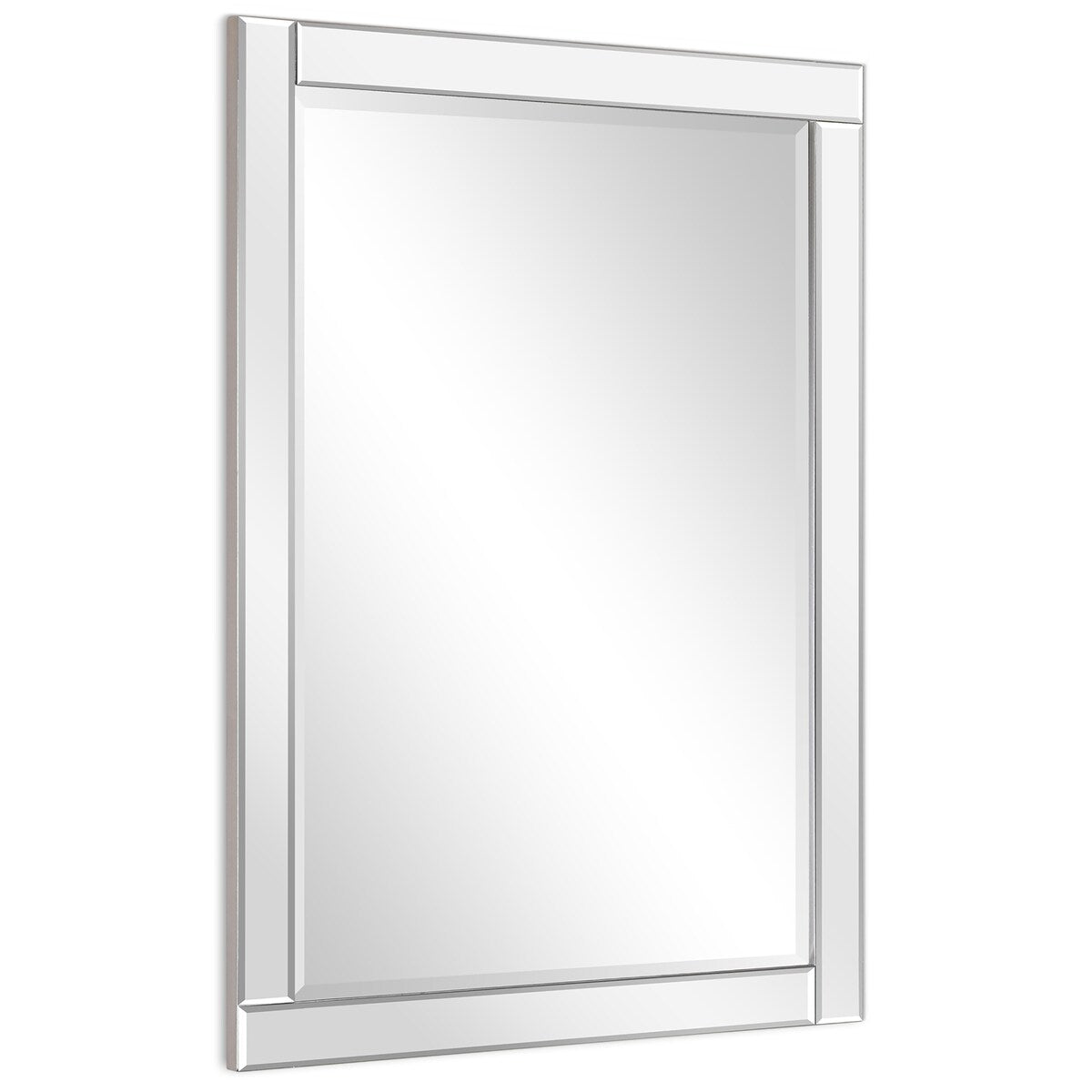 Beveled Rectangle Wall Mirror,Solid Wood Frame,1-Beveled Center, Bathroom,Bedroom,Living Room,Ready to Hang - Clear