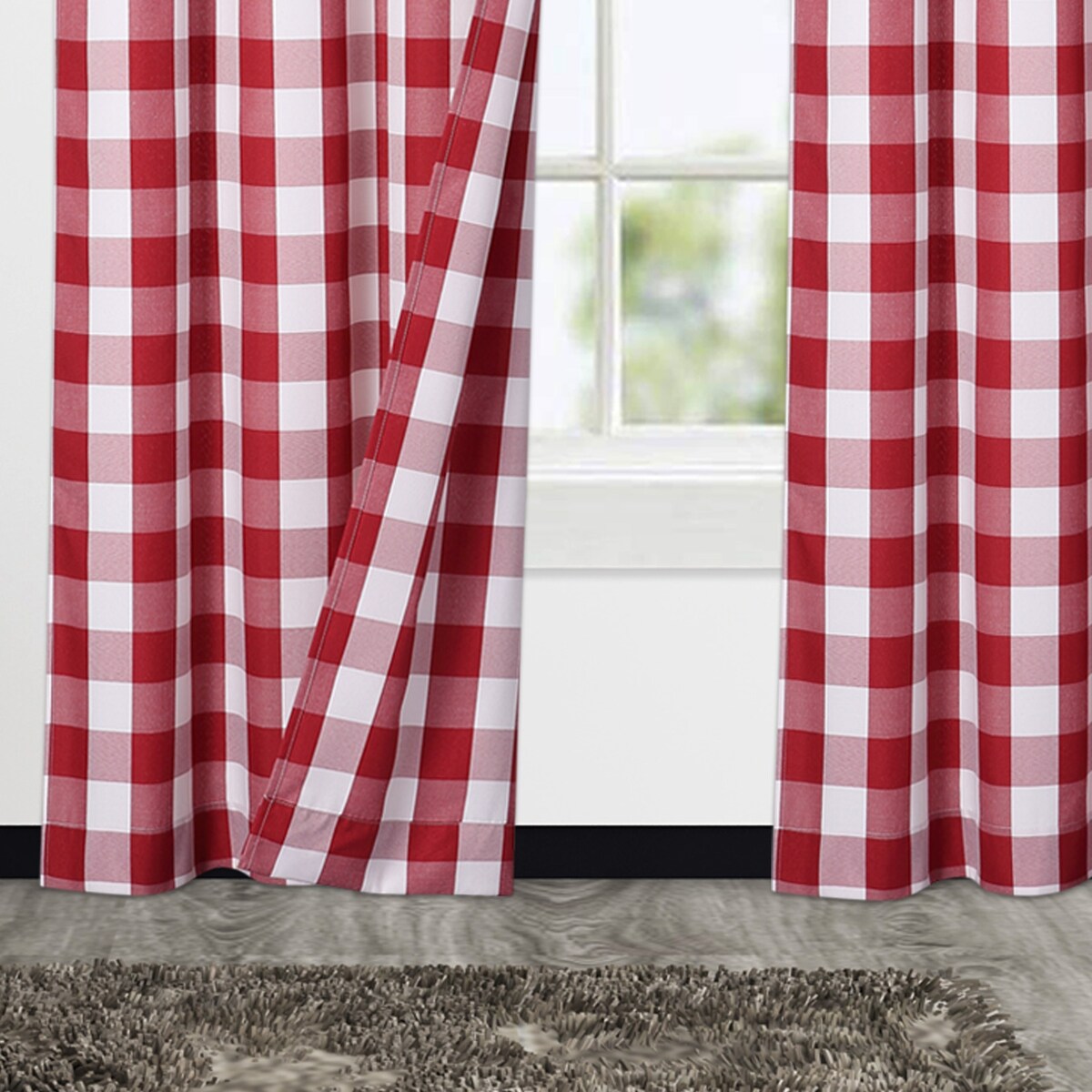 Garvee Buffalo Checker Plaid Curtain Yarn Dyed Fabric Light Filtering Drapes, 2 Panels