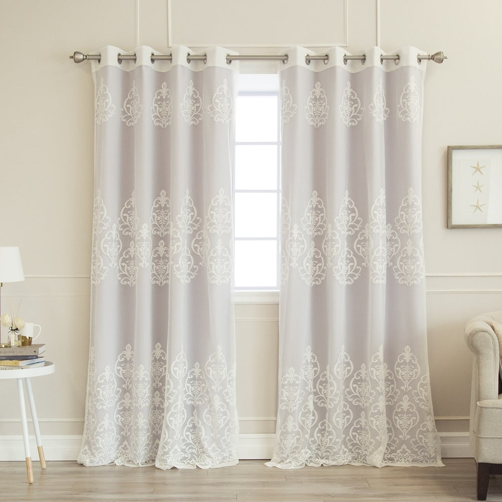 Aurora Home Mix & Match Agatha Sheer and Blackout 4 Piece Curtain Set