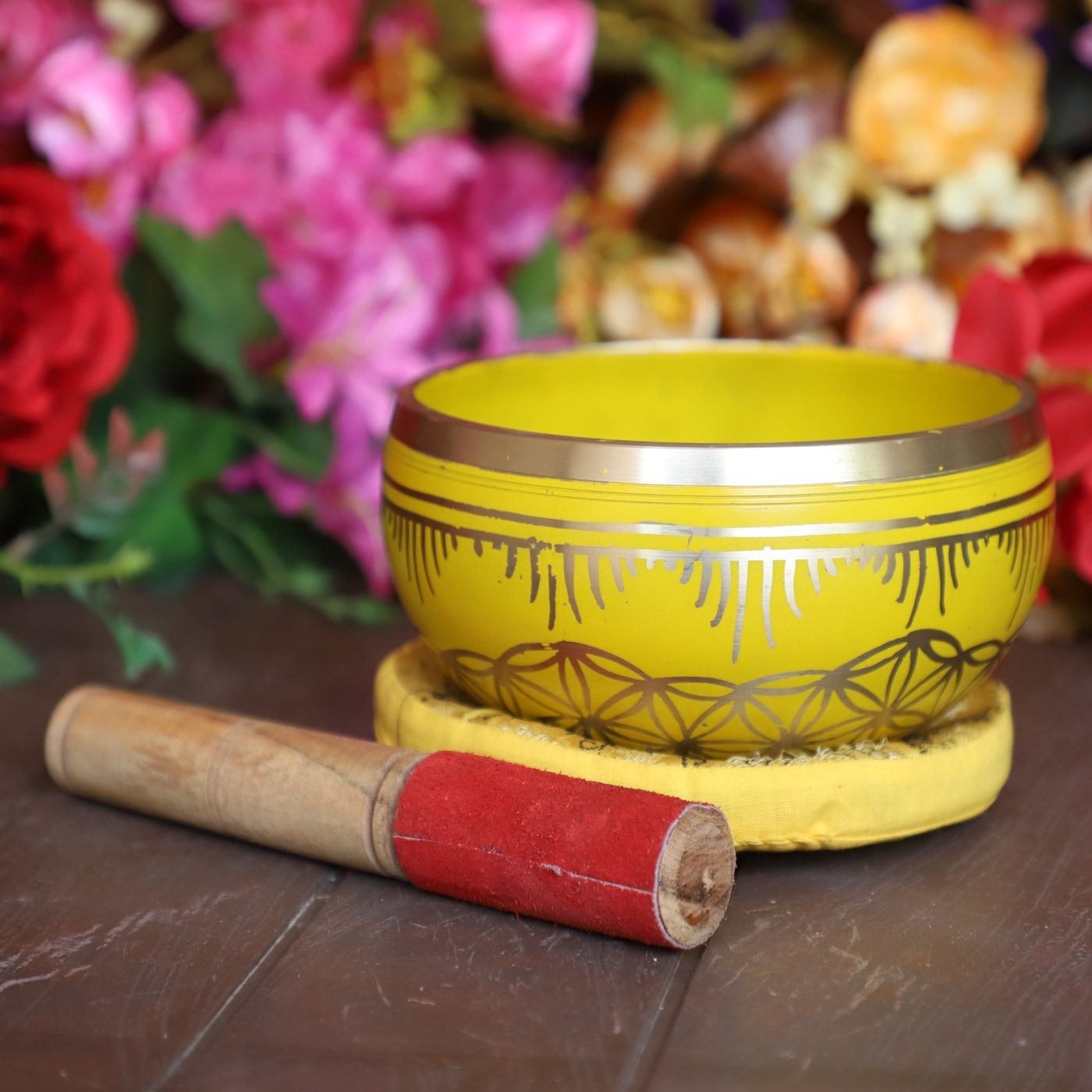 Cottage Handicraft ,Solar Plexus Chakra - Yellow Singing Bowl with free Elephant Gift