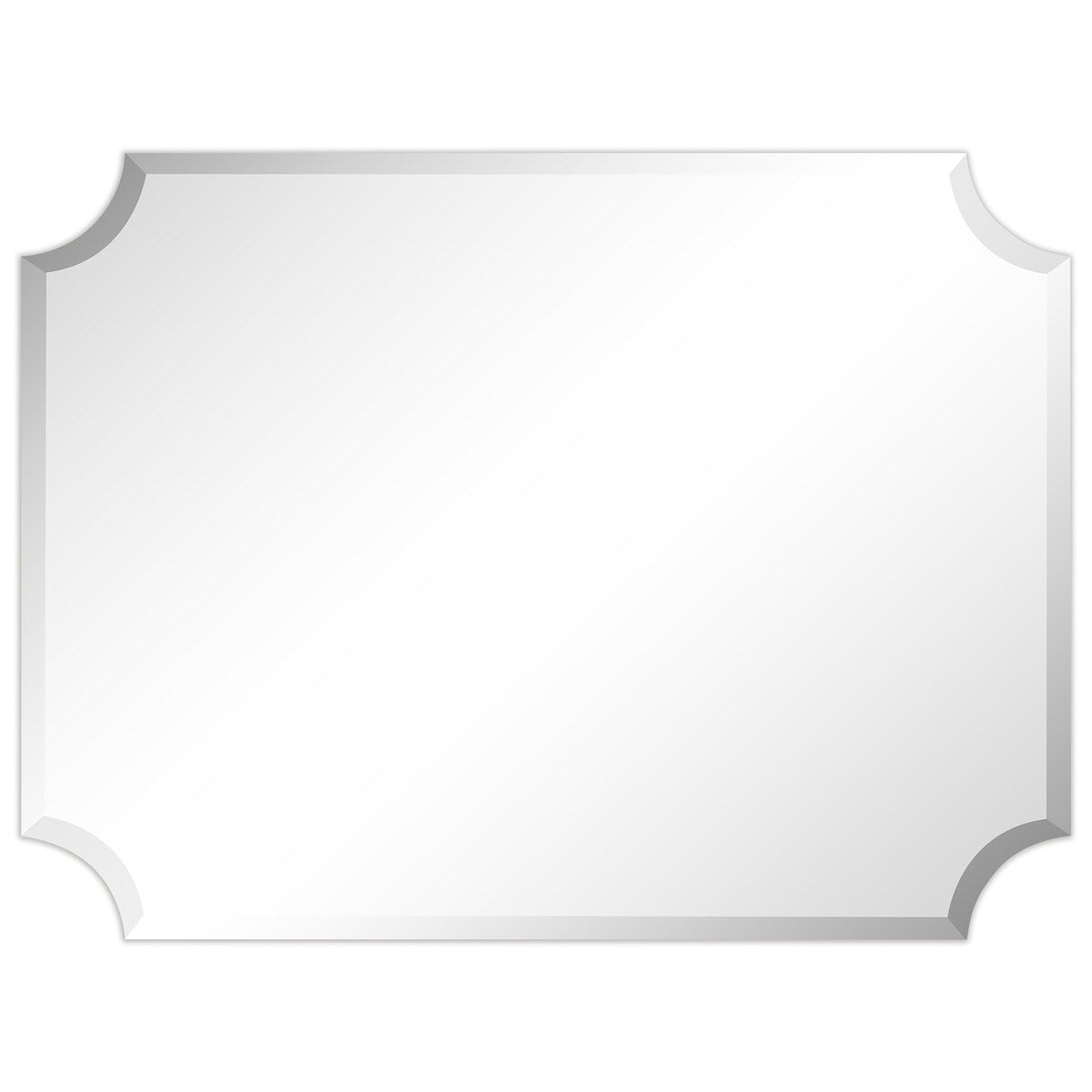 Frameless Rectangle Scalloped Beveled Wall Mirror - Clear