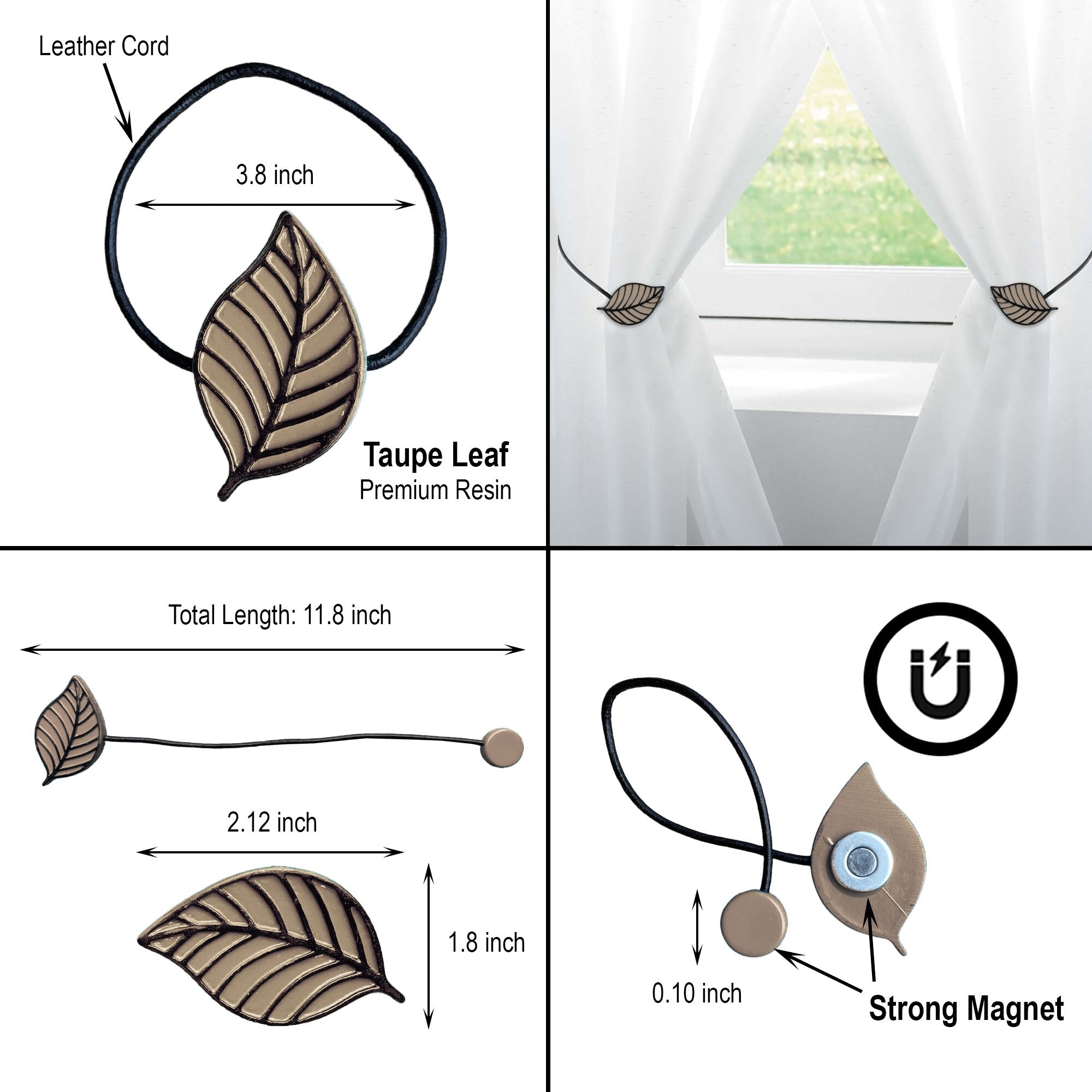 Magnetic Curtain Tieback - Stylish Leaf Design in Resin